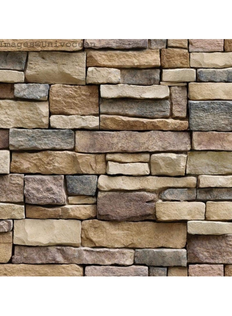 بلومنغ تايم ورق حائط بتأثير ثلاثي الأبعاد، مطبوع عليه بلاط حجري وتأثير الطوب الطبيعي، مقاس 45 × 300 سم - Image 2