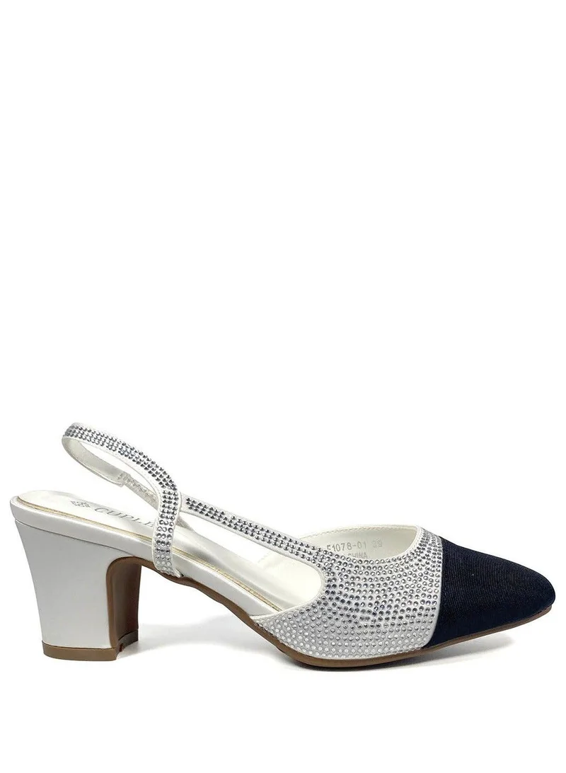 Cuple Sling back Embellished block Heeled Sandals