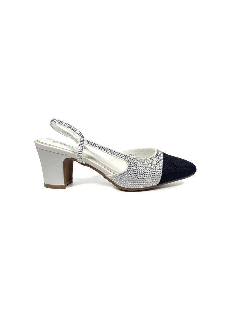 Cuple Sling back Embellished block Heeled Sandals