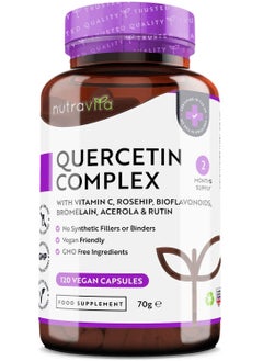 Nutravita Quercetin 500mg with Bromelain Vitamin C 120 Vegan Capsules  - Image 1
