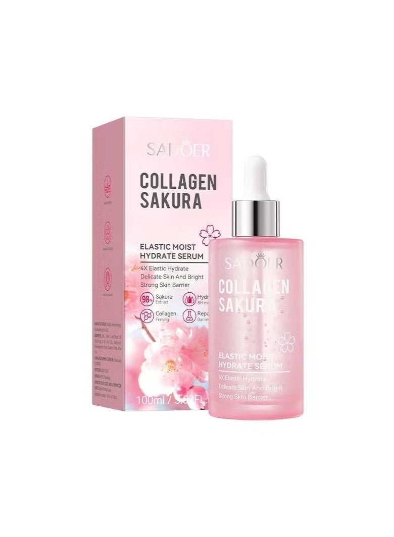 SADOER Collagen Face Serum, Sakura Facial Serum, ELASTIC MOISTHYDRATE SERUM, 4X Elastic HydrateDelicate Skin And BrightStrong Skin Barrier 100ml - Image 3