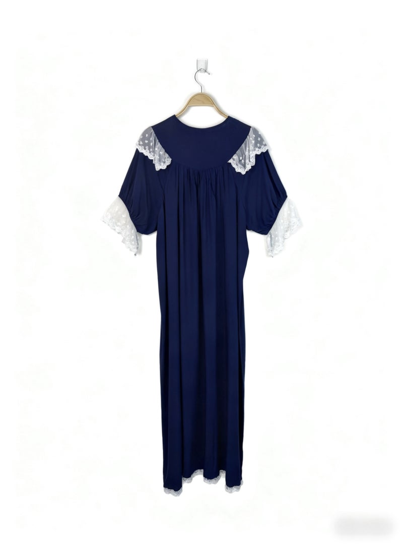 Orchid Women Short-Sleeved Lace Princess style NightGown-Comfortable and Soft Home Wear - Image 3