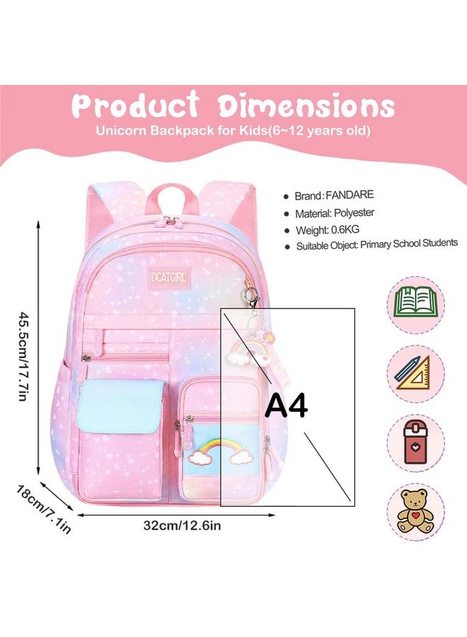 Fancyku � School Backpacks For Girls & Boys Stylish Durable Water Resistant Kids Bag Burden Relief Cartoon School Bags For Kids Birthday Gift Backpack For School, Picnic (6-12 Years Old) - Pink - Image 3