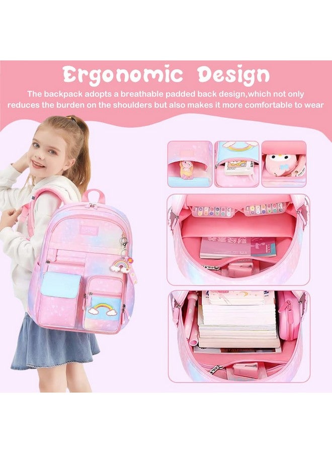 Fancyku � School Backpacks For Girls & Boys Stylish Durable Water Resistant Kids Bag Burden Relief Cartoon School Bags For Kids Birthday Gift Backpack For School, Picnic (6-12 Years Old) - Pink - Image 4