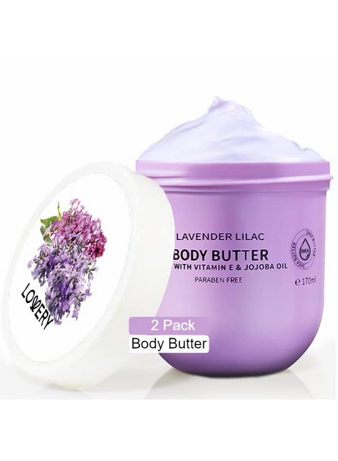 LOVERY Lavender Lilac Body Butter Shea Cream With Jojoba Oil & Vitamin E Hydrating Natural Moisturizer For Hands 12 Fl Oz - Image 1
