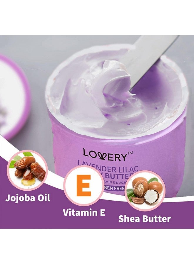 LOVERY Lavender Lilac Body Butter Shea Cream With Jojoba Oil & Vitamin E Hydrating Natural Moisturizer For Hands 12 Fl Oz - Image 4