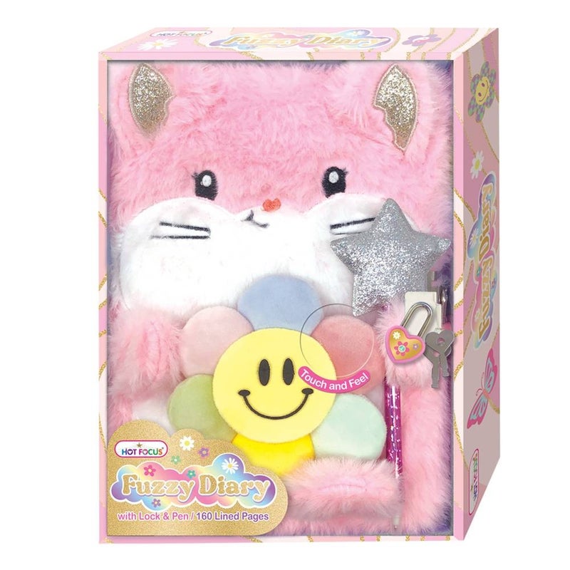 Hot Focus - Fuzzy Diary Groovy Flower Diary Book With Lock Set - 250GF - Image 1