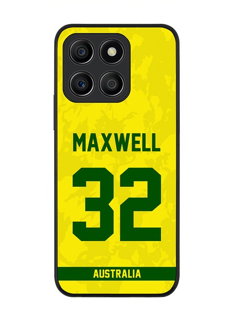 Rugged Black Edge case for Honor X6a, Slim fit Soft Flexible Rubber Edges Anti Drop Cover - Team Australia Glenn Maxwell, Jersey No 32