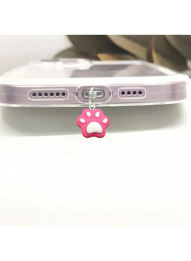 Red Anti Dust Plug Resin Paw Decoration For iPhone 5 14 Phone Charging Port - Image 1
