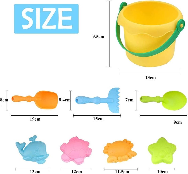 Delfino Kid's Beach Sand Castle Bucket Spade Shovel Rake Play Set Soft Material Truck Molds - Image 2