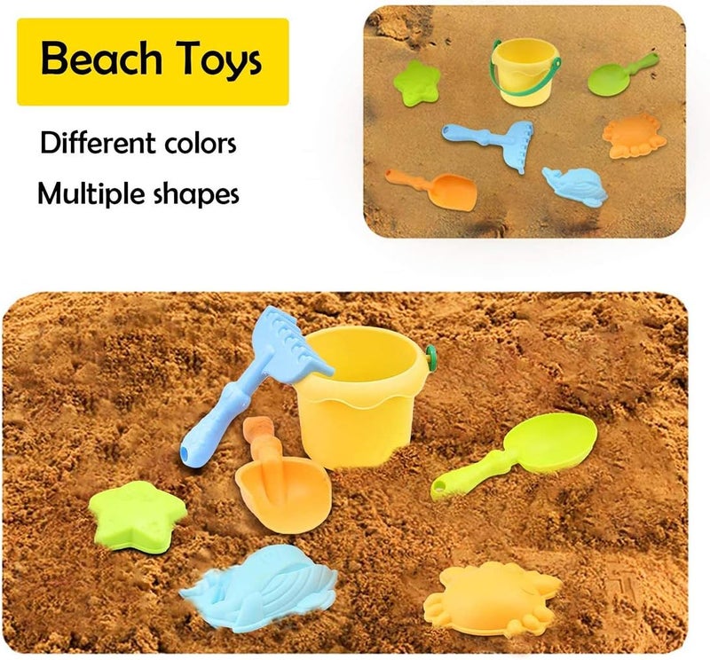Delfino Kid's Beach Sand Castle Bucket Spade Shovel Rake Play Set Soft Material Truck Molds - Image 3