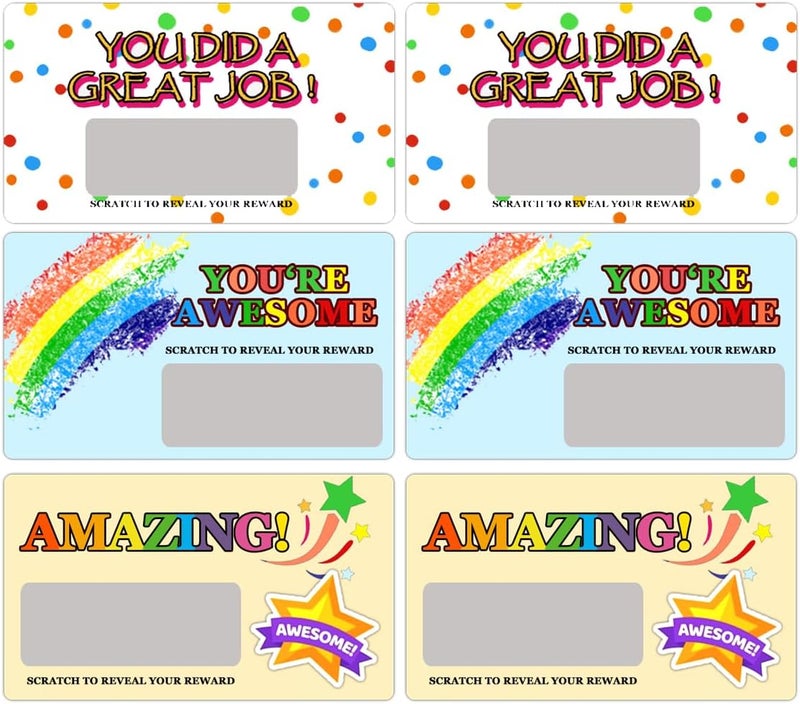Besttile DIY Scratch Off Prizes for Students,Back to School Recognition Rewards Cards for Teacher Classroom School Supplies,3.5x2 Inch,60 Pcs - Image 3
