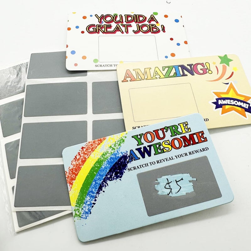 Besttile DIY Scratch Off Prizes for Students,Back to School Recognition Rewards Cards for Teacher Classroom School Supplies,3.5x2 Inch,60 Pcs - Image 4