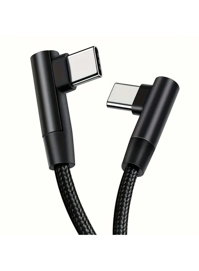 كابل USB-C سريع الشحن بزاوية 90 درجة، 60 واط، أسود، 1 متر، كابل مضفر من النوع C للهواتف والأجهزة اللوحية - Image 5