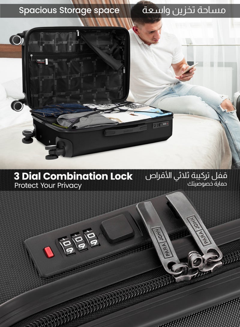PARAJOHN حقيبة سفر نكسوس بحجم 20 بوصة - حقيبة ترولي خفيفة الوزن 10 كجم من ABS مع 4 عجلات دوارة وقفل TSA، سوداء - Image 5