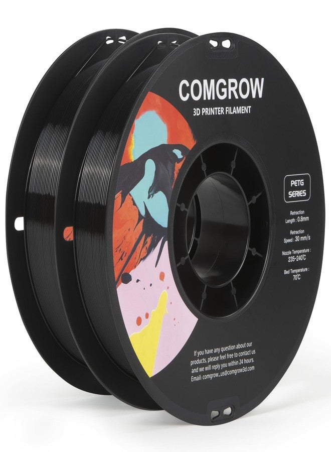 Comgrow PETG Filament 1.75mm, 3D Printer Filament 2kg Filament (4.4lbs), Dimensional Accuracy +/- 0.02 mm, Fit Most FDM Printers Black+Black - Image 1