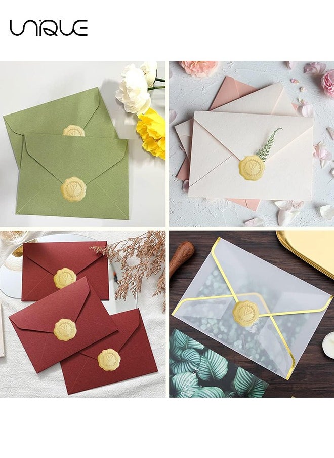 Unique 300 Pcs Gold Embossed Heart Envelope Seal Stickers, Wax Looking Wedding Envelope Sticker Seals Labels, Self-Adhesive Heart Stickers for Envelopes Sealing Party Invitations (12, Gold)  - Image 5