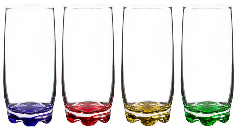 Red Co. Vibrant Splash Water/Beverage Highball Glasses, 13.25 Ounce - Set of 4 - Image 1