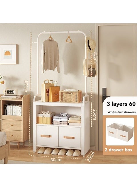 Multifunctional Modern Simple Style Clothes Storage Hanging Wardrobe Coat Rack Shoes Rack with 2 Organizer Bags For Home Bedroom