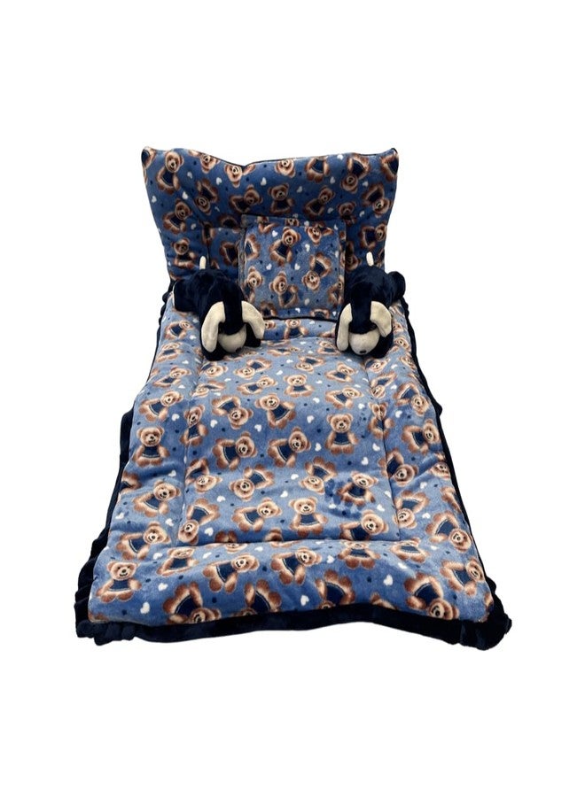 PINKS & BLUES Full Sleeping 5 Piece Baby Bedding Set with 2 Puppy Shape Side Pillows (0-42MONTHS) (Printed Royal) - Image 1
