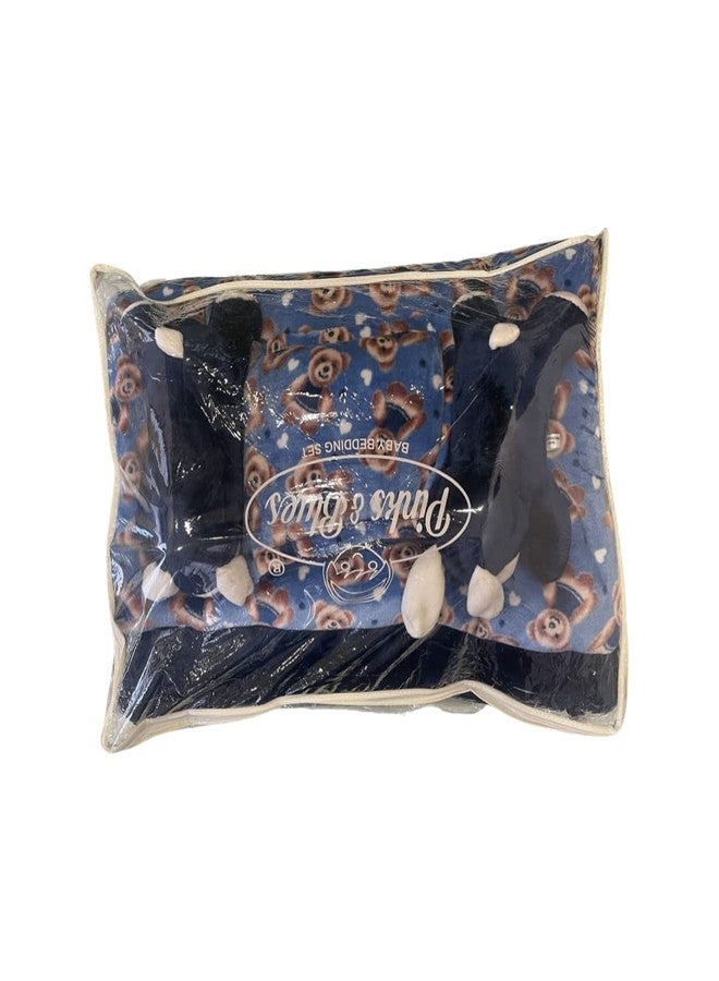 PINKS & BLUES Full Sleeping 5 Piece Baby Bedding Set with 2 Puppy Shape Side Pillows (0-42MONTHS) (Printed Royal) - Image 4