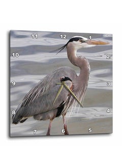 3DROSE Dpp_19132_1 Great Blue Heron Wall Clock 10 By 10Inch  - Image 1