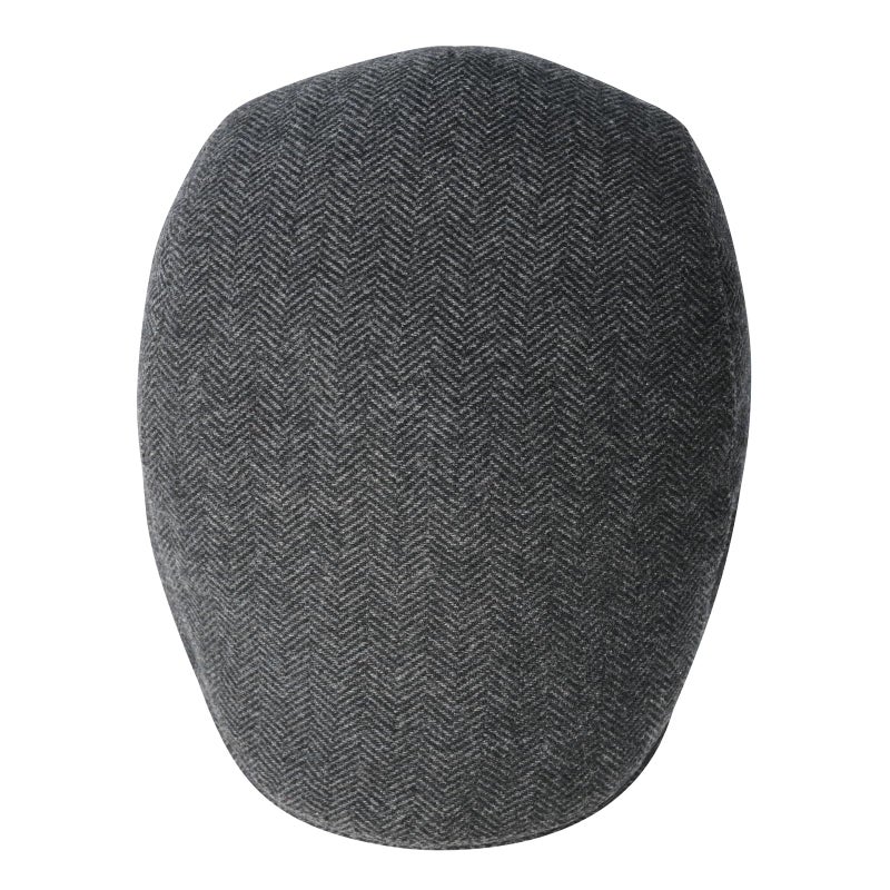 FEINION Men Wool Blend Flat Cap Tweed Newsboy Ivy Hat (Herringbone Grey) - Image 4