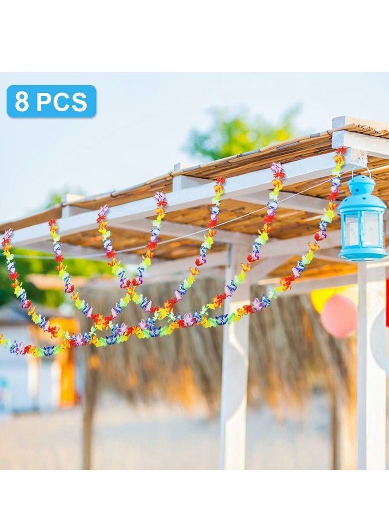 Excefore Hawaiian Leis,Luau Party Supplies Hawaiian Party Decorations Tropical Party Decorations Supplies Flower Banner for Summer Party Decorations, Luau Theme Wedding Decoration-8 PCS 10ft - Image 2