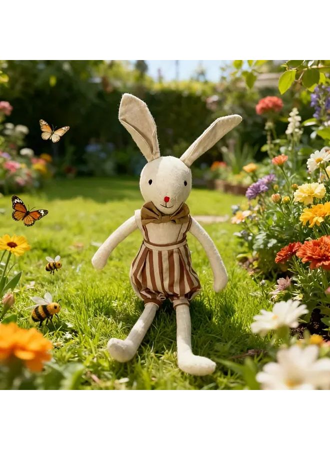 أرنب محشو كبير بعيون معبرة وآذان منفوشة، دمية حيوان محشو ناعم - Image 2