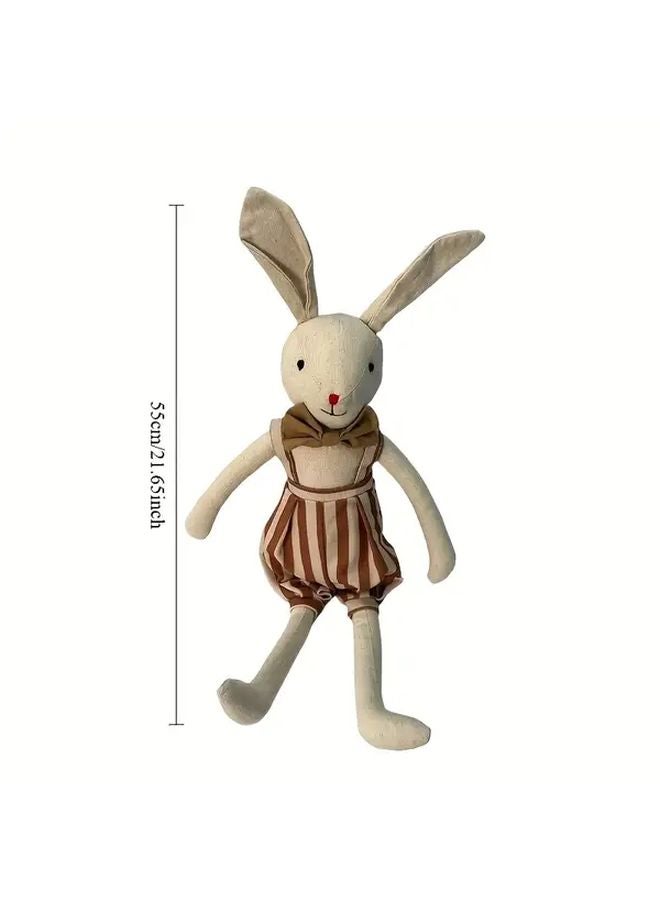 أرنب محشو كبير بعيون معبرة وآذان منفوشة، دمية حيوان محشو ناعم - Image 3