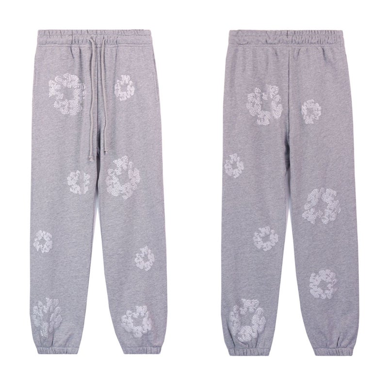 Cross-Border New Sweatshirt Denim Silver Sequins Embellished with Full-Print Ring Hoodie Trendy Mens and Womens Casual Suit 8208 pink - Image 3