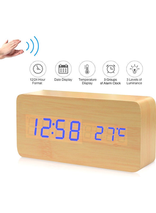 نيبمينينت ساعة منبه رقمية بضوء LED مصنوعة من الخشب بني 17.00x5.50x9.20سم - Image 1