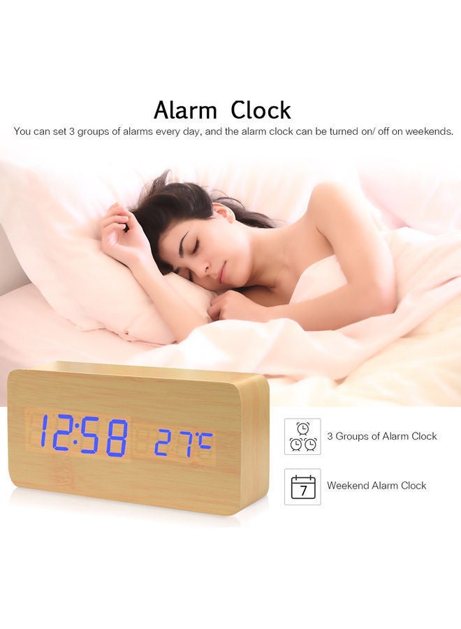 نيبمينينت ساعة منبه رقمية بضوء LED مصنوعة من الخشب بني 17.00x5.50x9.20سم - Image 5