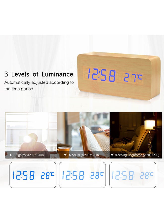 نيبمينينت ساعة منبه رقمية بضوء LED مصنوعة من الخشب بني 17.00x5.50x9.20سم - Image 4