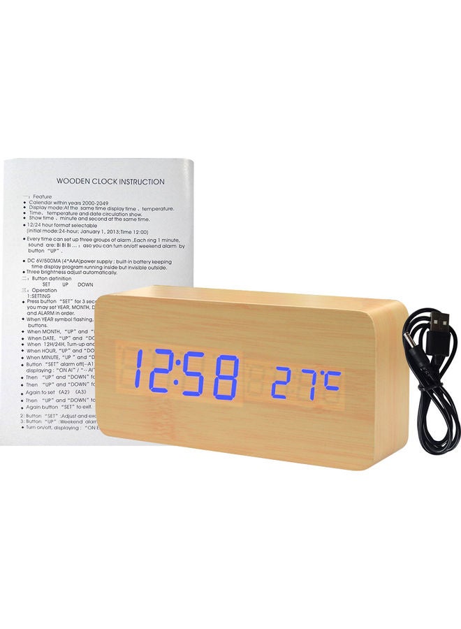 نيبمينينت ساعة منبه رقمية بضوء LED مصنوعة من الخشب بني 17.00x5.50x9.20سم - Image 2