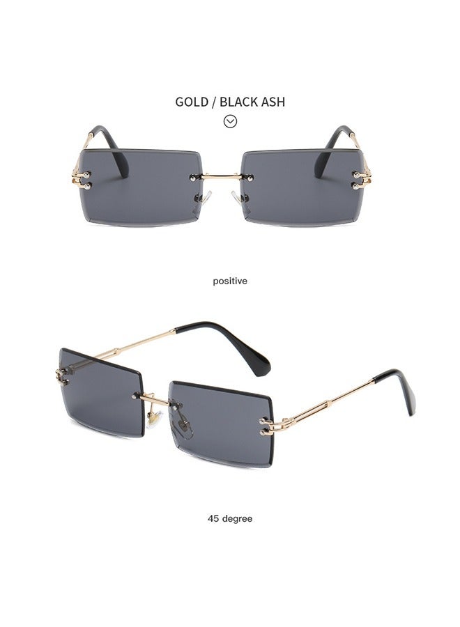 Trendy Rimless Vintage Rectangular Sunglasses - Image 5