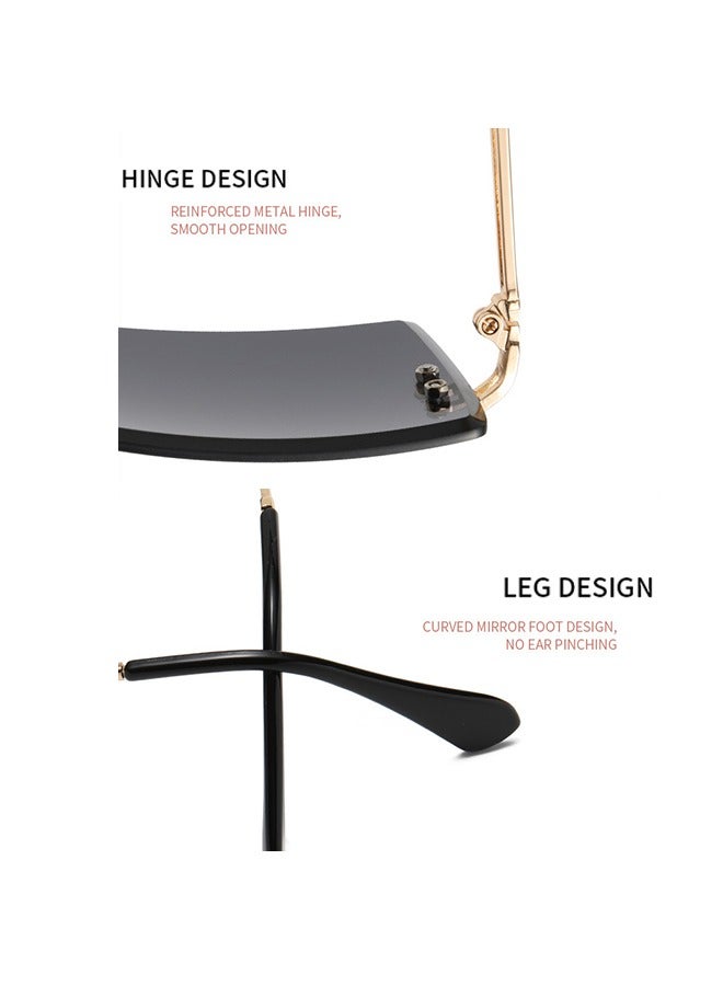 Trendy Rimless Vintage Rectangular Sunglasses - Image 4