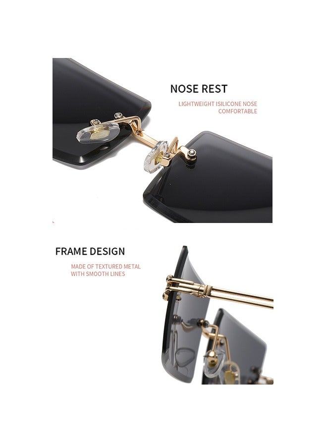 Trendy Rimless Vintage Rectangular Sunglasses - Image 3