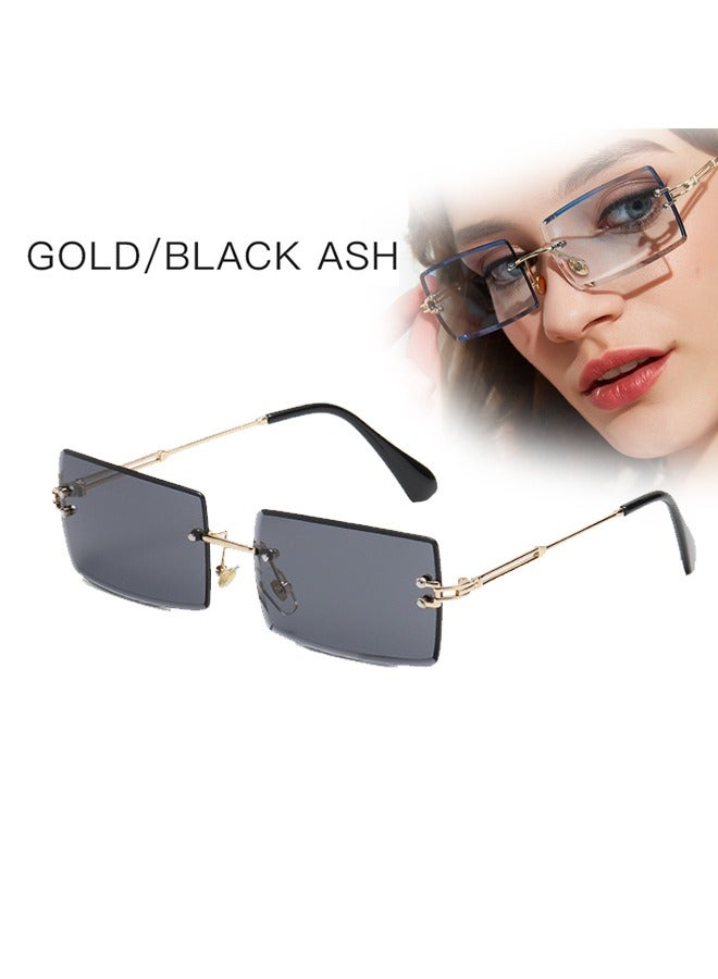 Trendy Rimless Vintage Rectangular Sunglasses - Image 2