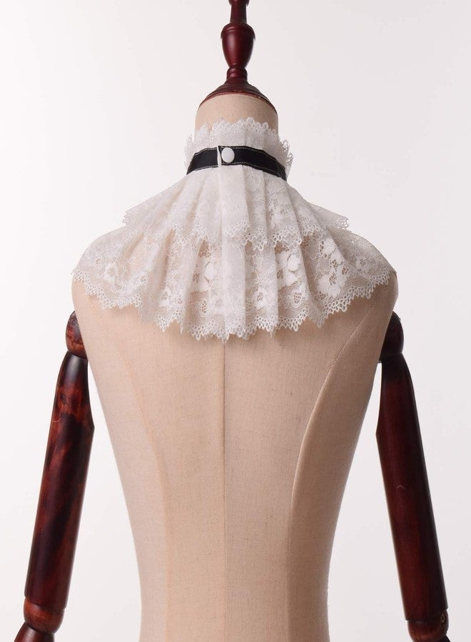 BLESSUME Lolita Neck Collar Elizabethan Ruff Gothic Lace Neck Ruff Collar (White 2) - Image 4