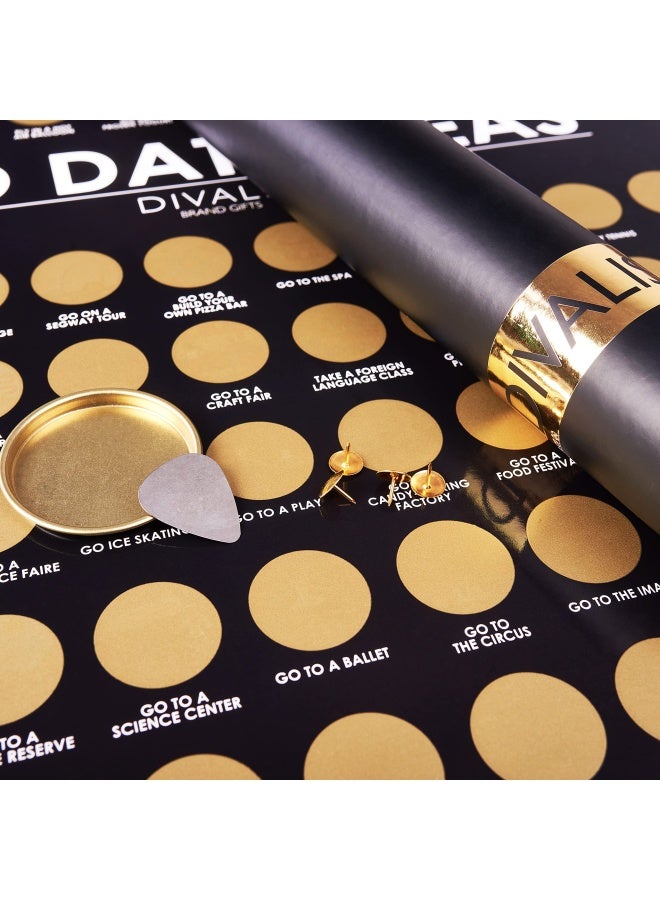 Divalis 100 Dates Scratch off Bucket List  Scratching Adventure Couple Things to Do Poster Scratchable Motivational Archievements Checklist Black and Gold L - Image 4