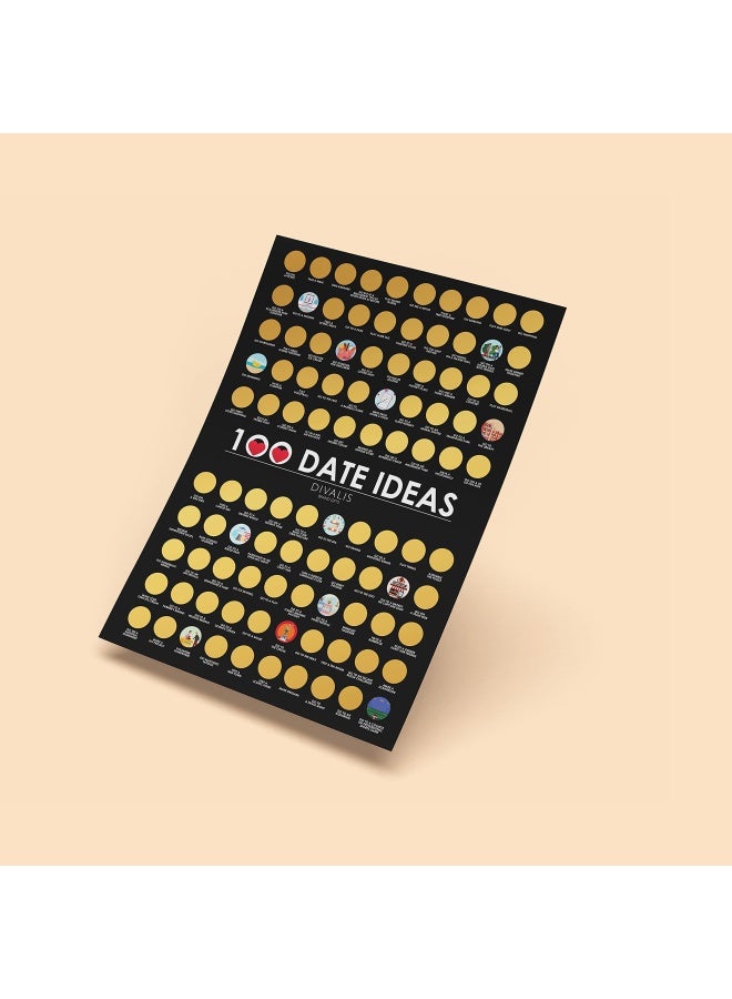 Divalis 100 Dates Scratch off Bucket List  Scratching Adventure Couple Things to Do Poster Scratchable Motivational Archievements Checklist Black and Gold L - Image 2