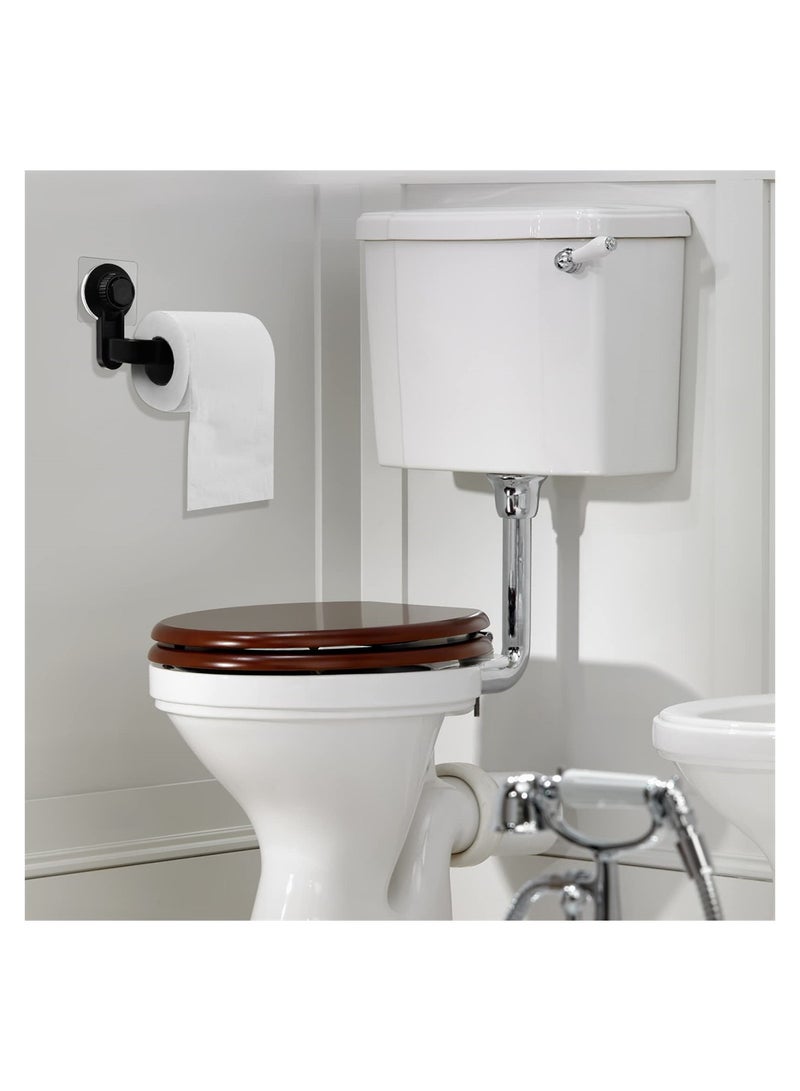 KASTWAVE Bathroom Wall-mounted Tissue Holder, Paper Towel Rack Suction Cup Toilet Paper Holder, ABS Paper Roll Holder Tissue Organizer for Home (Black) - Image 2