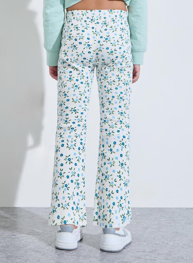 Styli Girls Off White Floral All Over Print Fit and Flare Leggings - Image 4