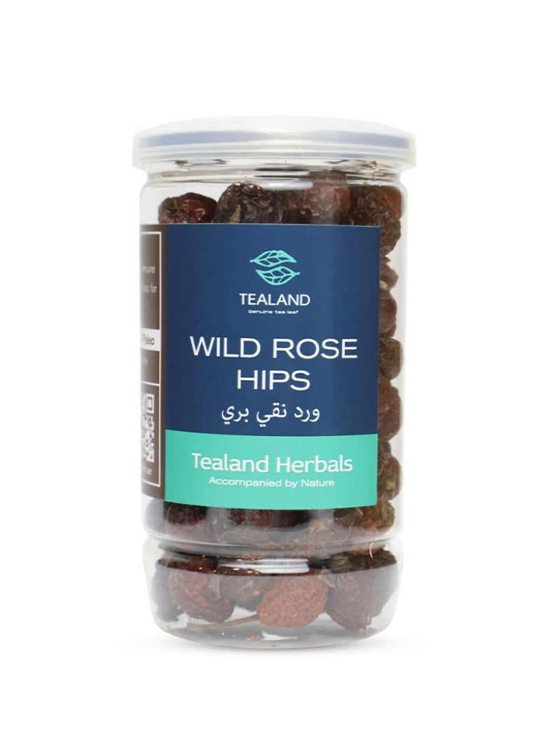 Tealand Wild Rose Hips Herbal Tea Premium Dried Rose Hips Glass Jar 120g - Image 1