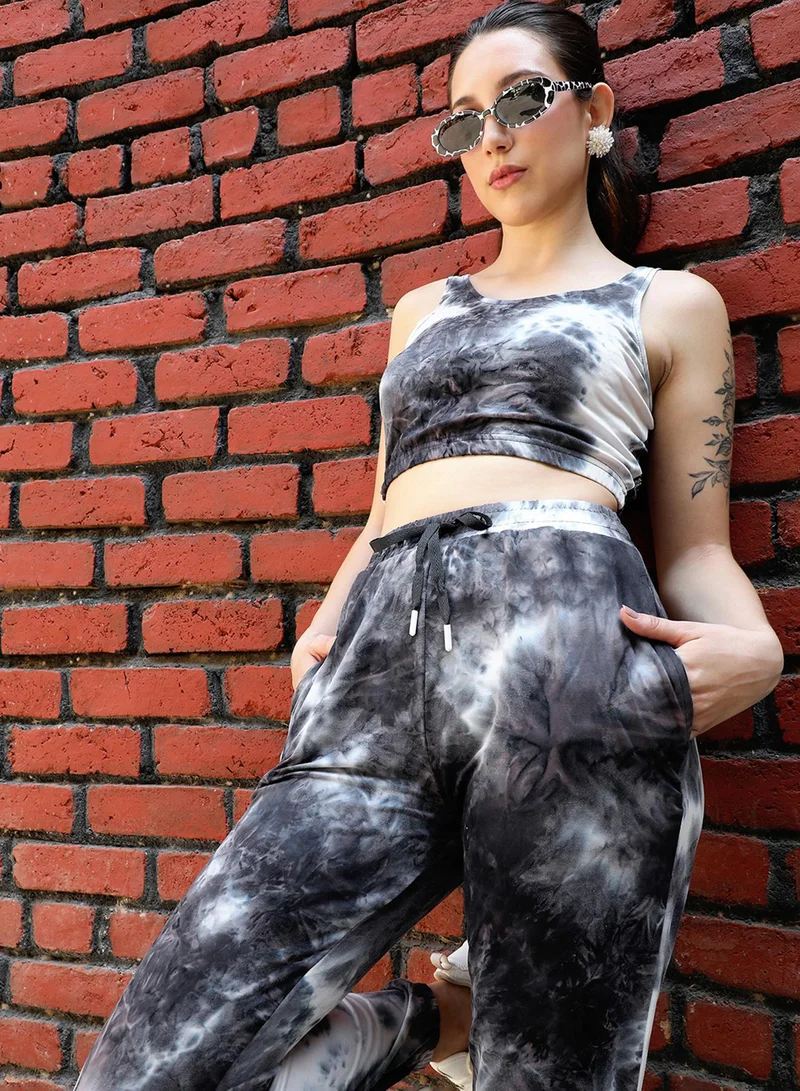 PINACOLADA Women's Charcoal Grey Tie-Dye Co-Ord Set For Casual Wear | Round Neck | Sleeveless | Pull On Closure | Co-Ords Designed With Comfort Fit For Woman & Girls