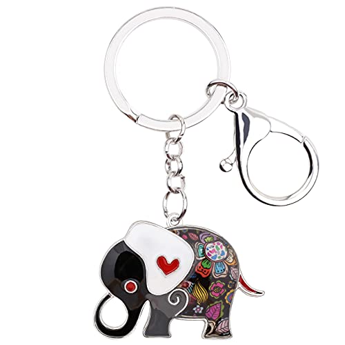 BONSNY Enamel Metal Chain Jungle Elephant Key Chains For Women Car Purse Handbag Charms (Blue) - Image 2