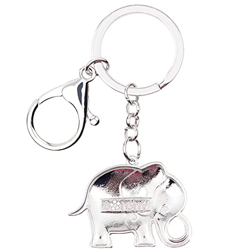 BONSNY Enamel Metal Chain Jungle Elephant Key Chains For Women Car Purse Handbag Charms (Blue) - Image 5