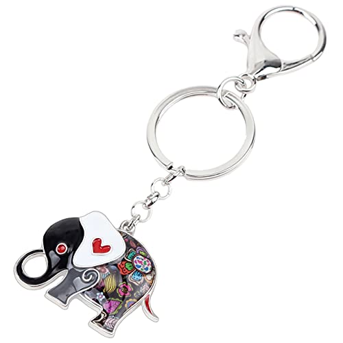 BONSNY Enamel Metal Chain Jungle Elephant Key Chains For Women Car Purse Handbag Charms (Blue) - Image 3