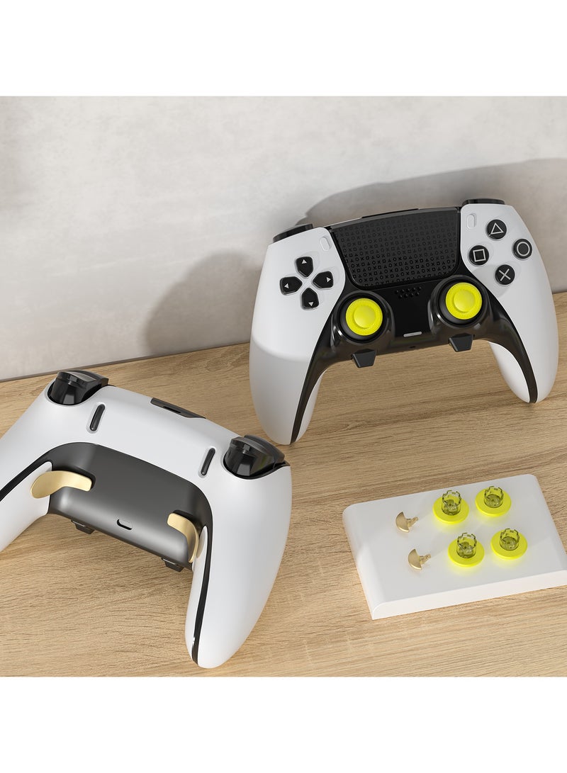 porodo 8 in1 Thumb Stick Caps + Back Buttons Combo for PS5 Edge Controller - Yellow Golden  - Image 1